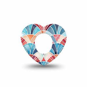 ExpressionMed Watercolor Fan Dexcom G7 and Dexcom Stelo Glucose Biosensor System Heart, Single Tape Summertime fan print Decorative Patch for CGM