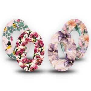 ExpressionMed Warm Florals Dexcom G6, 4-Pack Tape Light pink prints Decorative Adhesive Tape for CGM