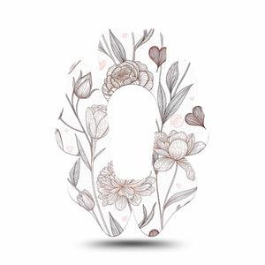 ExpressionMed Minimalist Botanical Dexcom G6 Flower, Single Tape Contemporary botanical Overlay Tape for CGM
