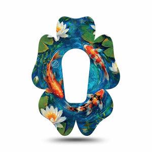 ExpressionMed Koi Pond Dexcom G6 Flower, Single Tape peaceful pond style Overlay Tape for CGM
