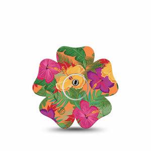 ExpressionMed Bright Hibiscus Freestyle Libre 3 and Libre 3 Plus Flower Shape Tape Single Tape and Single Sticker Sunny Petals Overlay Tape CGM Design