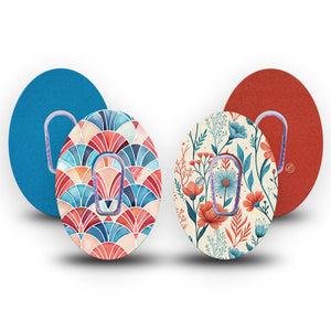 ExpressionMed Teal Rouge Dexcom G6, tape and sticker  color block floral Waterproof Plaster for Continuous Glucose Monitor