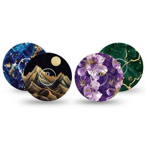 ExpressionMed Midnight Gold Freestyle Libre 3 and Libre 3 Plus, tape and sticker  Gold detail prints Fixing Ring Tape for Continuous Glucose Monitor
