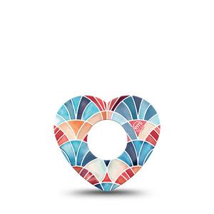ExpressionMed Watercolor Fan Infusion Heart, 5-Pack Fun arched fan print Overlay Patch For Insulin Pump