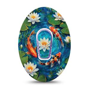 ExpressionMed Koi Pond Dexcom G6, Single Tape and Single Sticker garden fish pattern Sensor Cover for Continuous Glucose Monitor