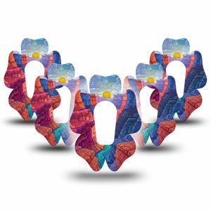 ExpressionMed Grand Canyon Dexcom G6 Flower, 5-Pack rugged landscape pattern Plaster for Continuous Glucose Monitor