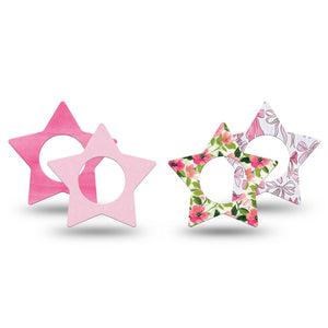 ExpressionMed Soft Pink Freestyle Libre, Libre 2 Plus, and Abbott Lingo Star, 4-Pack Tape Spring florals and ribbons Sensor Cover for Continuous Glucose Monitor