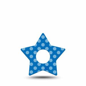 ExpressionMed Blue Polka Dots Freestyle Libre 3 and Libre 3 Plus Star Shape Tape, Single Tape Blue Polka Dots, Patch CGM Design