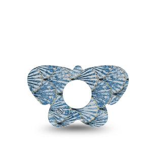 ExpressionMed Seashells Infusion Set Butterfly Shape Tape, 5-Pack Tape Blue Marine Shells, Plaster Continuous Glucose Monitor Design