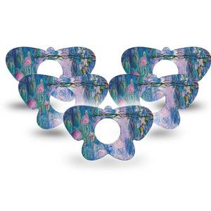 ExpressionMed Monet Water Lilies Infusion Set Butterfly Shape Tape 10-Pack Tape Artistic Masterpiece, Plaster Continuous Glucose Monitor Design
