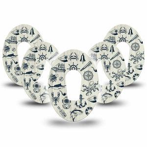 ExpressionMed Nautical Seas Dexcom G6 Tape, 5-Pack Tape Navy Blue Motifs, Plaster Continuous Glucose Monitor Design