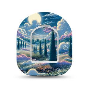 ExpressionMed Dreamy Landscape Omnipod Full Wrap Center Sticker and Tape Dream Like Land Vinyl Sticker and Tape Design Pump Design