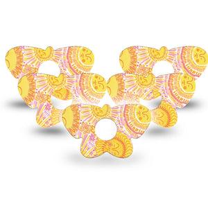 ExpressionMed Bright Sunshine Freestyle Libre 3 and Libre 3 Plus Butterfly, 5-Pack sunny yellow pattern Waterproof Sensor Cover for Continuous Glucose Monitor