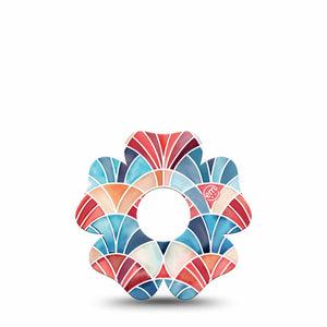 ExpressionMed Watercolor Fan Freestyle Libre 3 and Libre 3 Plus Flower, Single Tape Watercolor fan motif Decorative Adhesive Tape for CGM