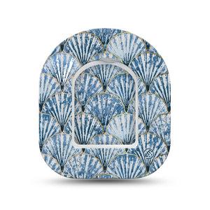 ExpressionMed Seashells Omnipod Surface Center Sticker and Mini Tape,  Sea Life Inspired, Vinyl Sticker and Tape Design Pump Design