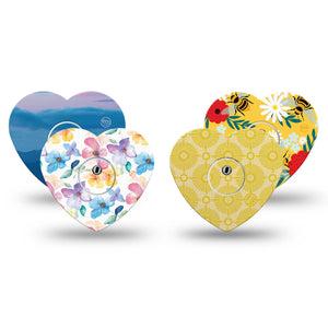 ExpressionMed Summer Brights Freestyle Libre 3 and Libre 3 Plus Heart, tape and sticker  Golden florals and bees Patch for CGM