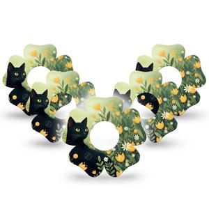 ExpressionMed Jungle Cat Infusion Flower, 10-Pack Cat and tulips Fixing Ring Patch For Pump