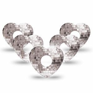 ExpressionMed Mirror Ball Freestyle Libre 3 and Libre 3 Plus Heart, 5-Pack Mirror disco ball Overlay Tape for Continuous Glucose Monitor