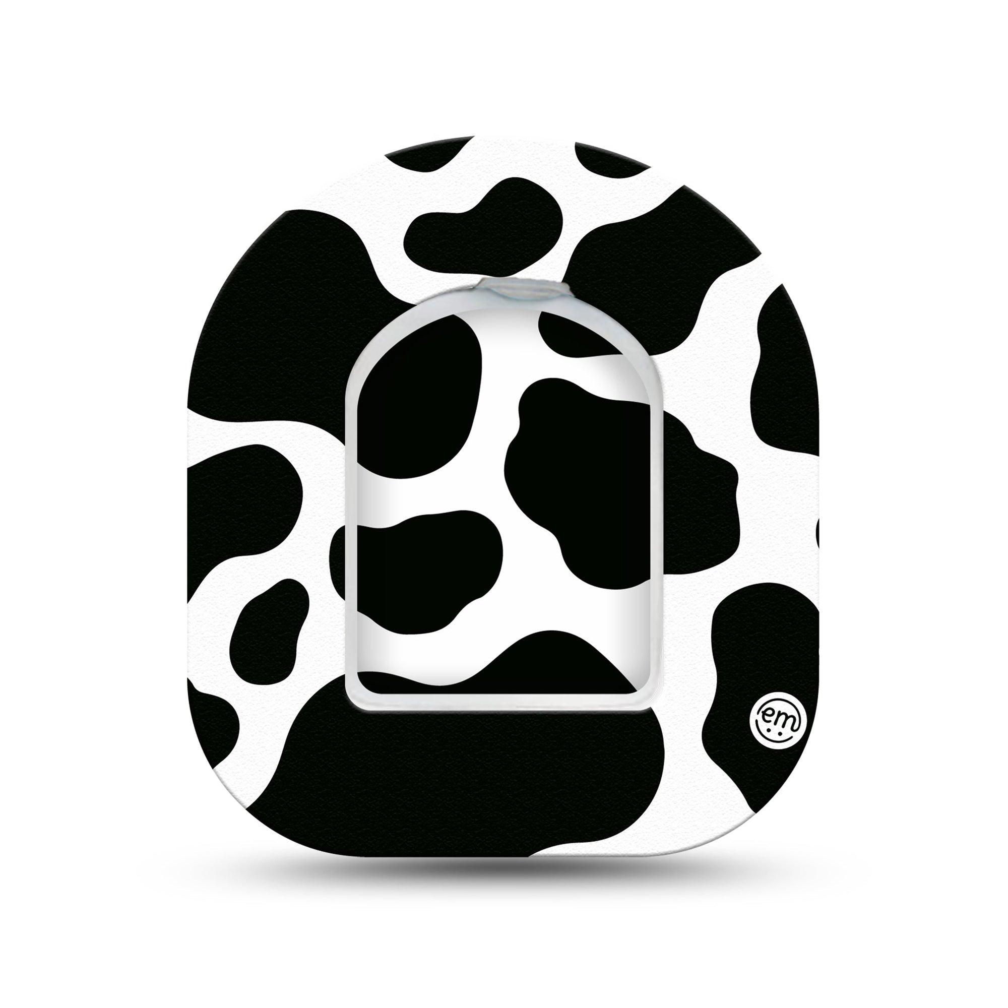 ExpressionMed Cow Print Omnipod Surface Center Sticker and Mini Tape Cow Spots Print Vinyl Sticker and Tape Design Pump Design