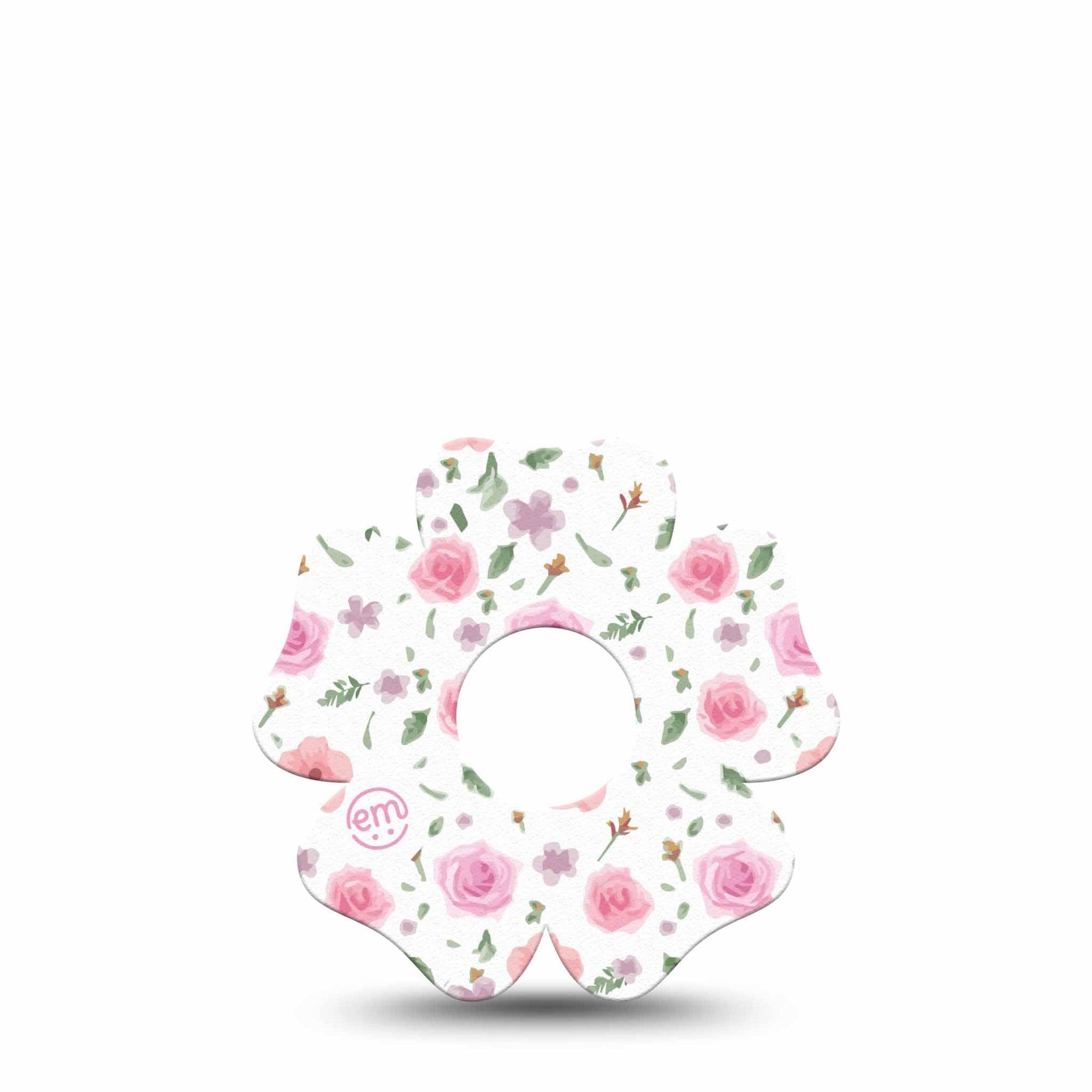 ExpressionMed Pastel Flower Freestyle Libre 3 and Libre 3 Plus Flower Shape Tape Single Tape Delicate Florals, Plaster CGM Design