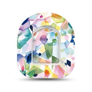 ExpressionMed Kaleidoscope Omnipod Surface Center Sticker and Mini Tape Colorful Reflections Inspired Vinyl Sticker and Tape Design Pump Design