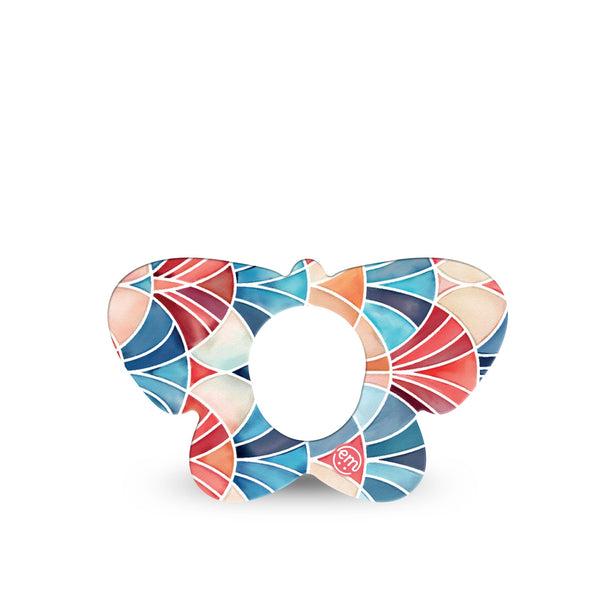 ExpressionMed Watercolor Fan Dexcom G7 and Dexcom Stelo Glucose Biosensor System Butterfly, Single Tape Red blue fan shape Overlay Tape for CGM