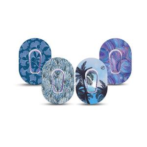 ExpressionMed Seaside Breeze Variety Pack Dexcom G6 Mini Tape, 4-Pack Tape and 4-Pack Sticker Variety Sea Blue Inspired, Adhesive Tape CGM Design