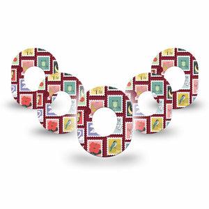 ExpressionMed Postage Stamp Dexcom G7 and Dexcom Stelo Glucose Biosensor System Mini, 5-Pack Postal stamps inspired Accessories for Continuous Glucose Monitor