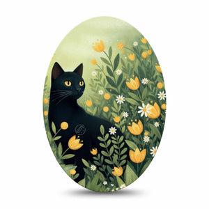 ExpressionMed Jungle Cat Medtronic Guardian Enlite Universal Oval, Single Tape Floral meadows Vinyl Decoration for CGM