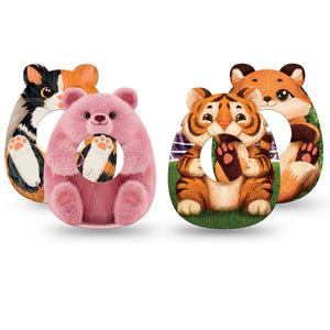 ExpressionMed Cute Wildlife Freestyle Libre, Libre 2 Plus, and Abbott Lingo, 4-Pack Tape whimsical forest creature design Decorative Patch for Continuous Glucose Monitor