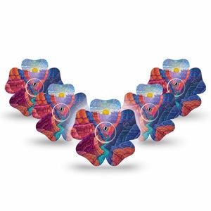 ExpressionMed Grand Canyon Freestyle Libre 3 and Libre 3 Plus Flower, 5-Pack Tape and 5-Pack Sticker earthy rock aesthetic Waterproof Plaster for Continuous Glucose Monitor