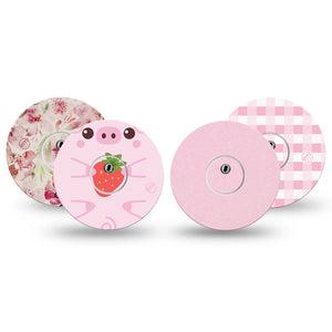 ExpressionMed Powder Pink Variety Pack Freestyle Libre 3 and Libre 3 Plus Sticker and Tape  Pastel Baby Pink Shades, Vinyl Sticker and Tape Pairing CGM Design