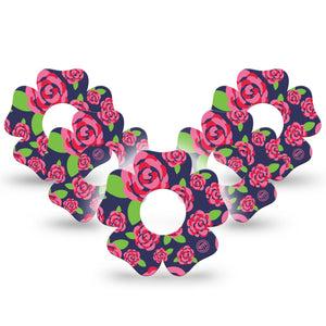 ExpressionMed Pretty Pink Roses Infusion Set Flower Shape Tape 10-Pack Tape Pretty Roses, Plaster Continuous Glucose Monitor Design