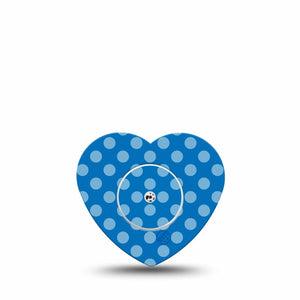 ExpressionMed Blue Polka Dots Freestyle Libre 2 and Libre 2 Plus Heart Shape Tape, Abbott Lingo, Single Tape and Single Sticker Polka Dots and Classic, Adhesive Patch CGM Design