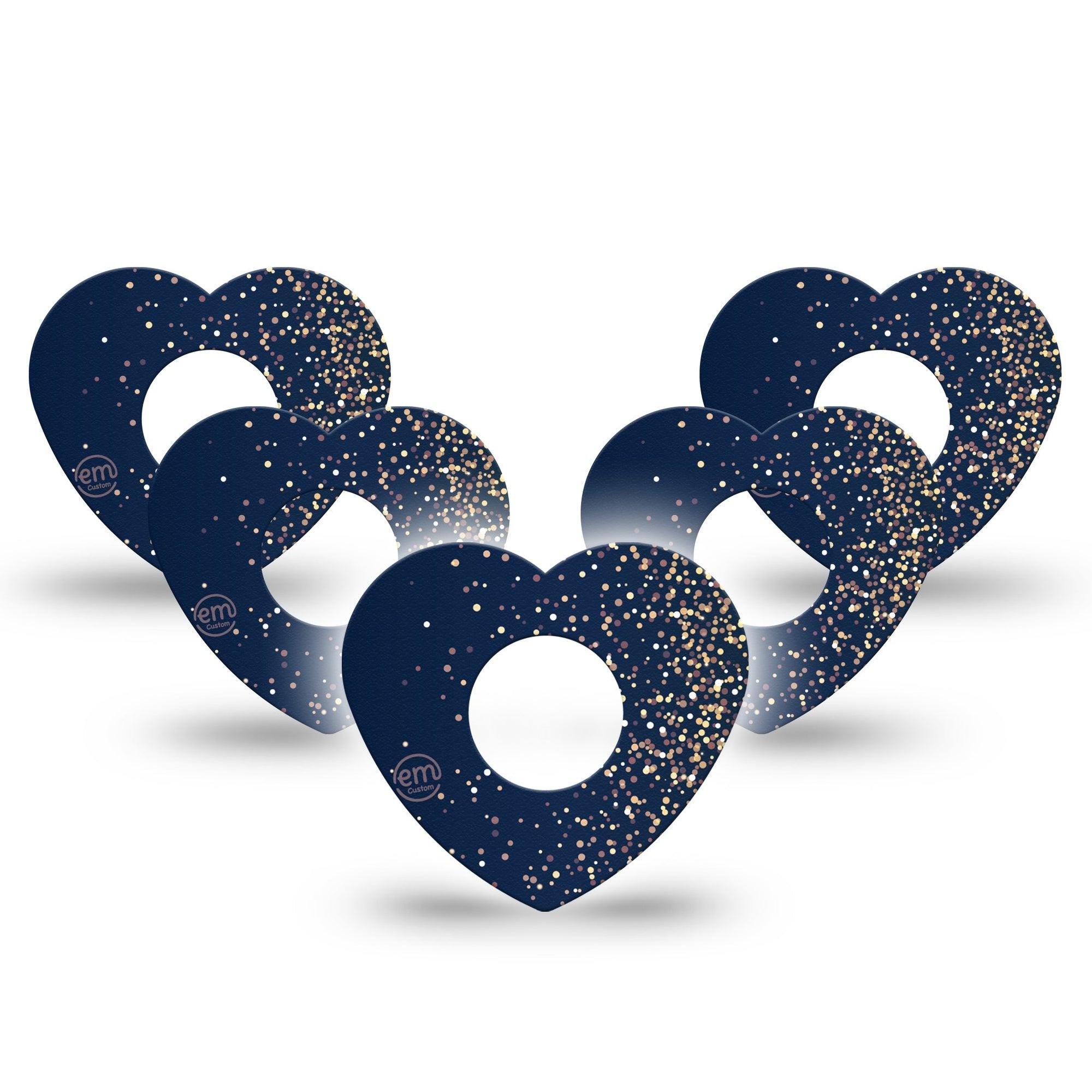 ExpressionMed Gold Sparkles Infusion Set Heart Shape Tape 10-Pack Tape Luxe Glitter, Adhesive Tape Continuous Glucose Monitor Design