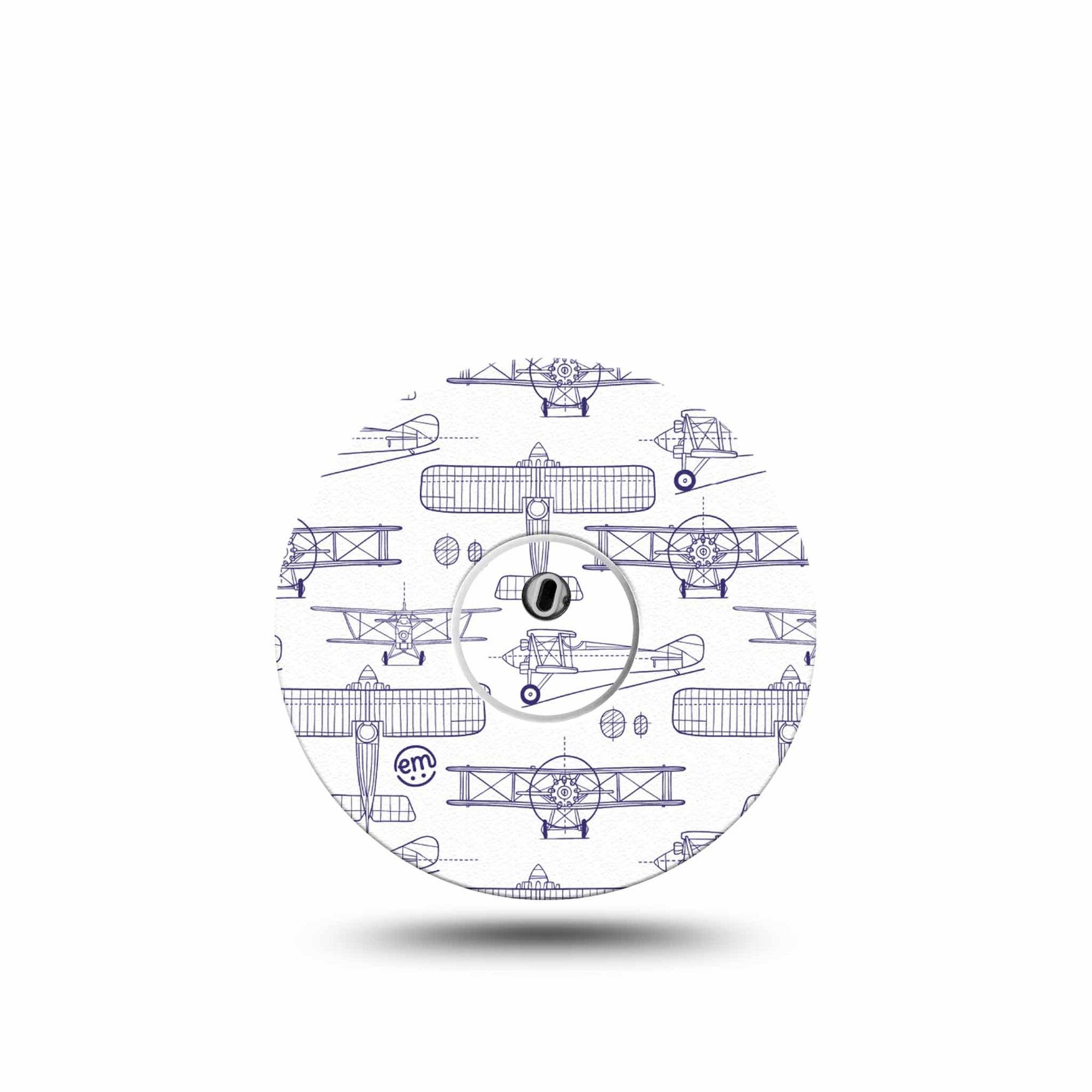 ExpressionMed Airplane Freestyle Libre 3 and Libre 3 Plus Sticker and Tape Glider Planes, Vinyl Sticker and Tape Pairing CGM Design