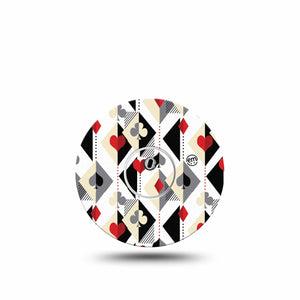 ExpressionMed Playing Cards Freestyle Libre 3 and Libre 3 Plus Tape Single Tape and Single Sticker Fun Geometric Suites Pattern, Adhesive Tape Continuous Glucose Monitor Design