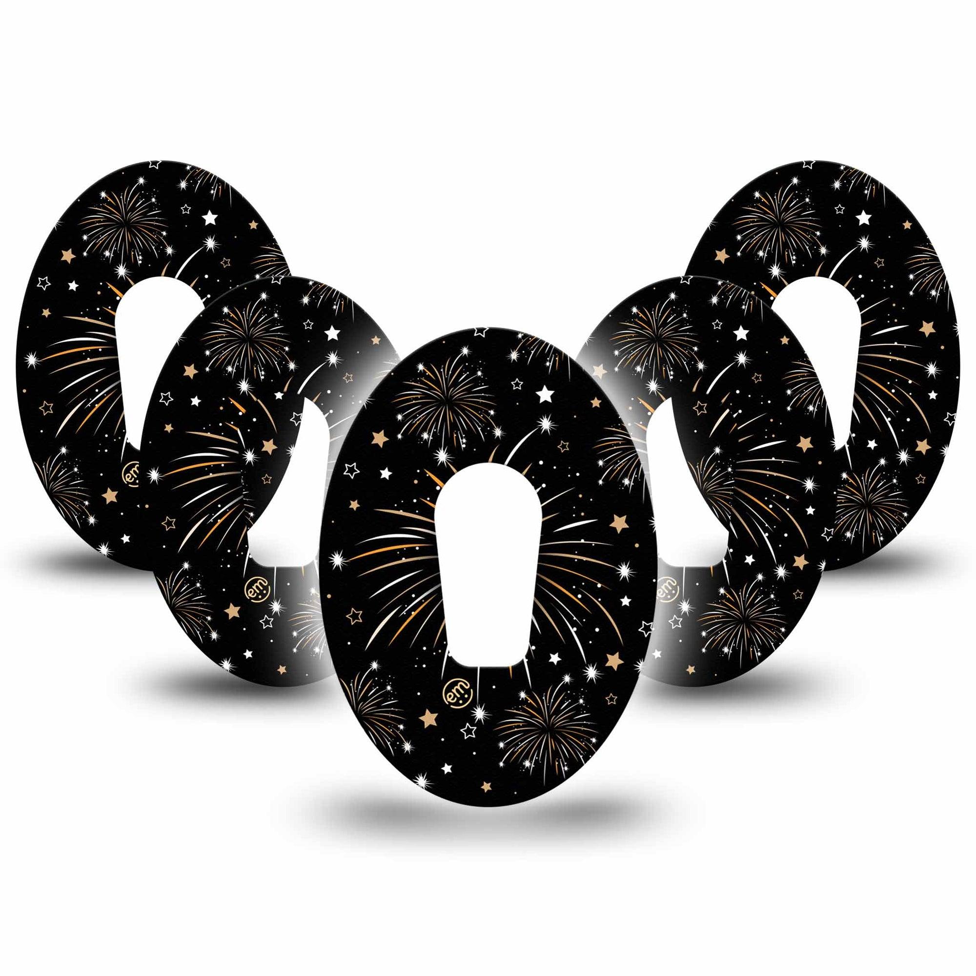 ExpressionMed New Years Fireworks Dexcom G6 Tape 5-Pack Tape New Year Fireworks, Plaster CGM Design