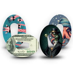 ExpressionMed Action Crew Variety Pack Variety Pack Dexcom G6 Tape, 4-Pack Tape Variety Sunglass Wearing Animals, Plaster Continuous Glucose Monitor Design