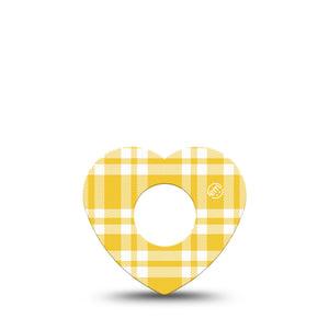 ExpressionMed yellow gingham Infusion Heart, 5-Pack Summer yellow plaid Overlay Patch For Insulin Pump