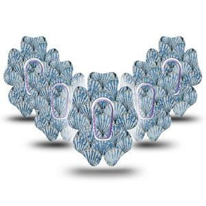 ExpressionMed Seashells Dexcom G6 Flower Shape Tape, 5-Pack Tape and 5-Pack Sticker Sea Shell Pattern, Adhesive Patch Continuous Glucose Monitor Design