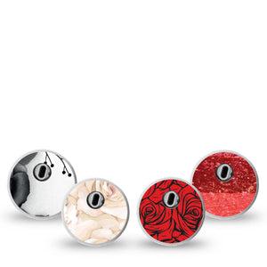 ExpressionMed Crimson Bloom Variety Pack Freestyle Libre 3 and Libre 3 Plus Sticker, 4-Pack Sticker Bold rose flowers Vinyl Decoration for CGM