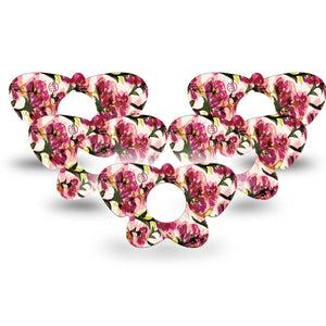 ExpressionMed Maroon Flowers Infusion Set Butterfly Shape Tape 10-Pack Tape Red Flowers With Stems, Plaster Continuous Glucose Monitor Design