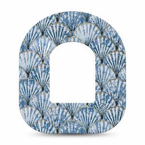 ExpressionMed Seashells Omnipod Tape, Single Tape Blue Marine Shells, Adhesive Patch Pump Design