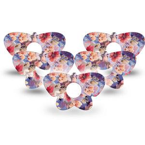 ExpressionMed Magical Blooms Freestyle Libre 3 and Libre 3 Plus Butterfly Shape Tape, 5-pack Tape Calming Florals, Overlay Patch CGM Design