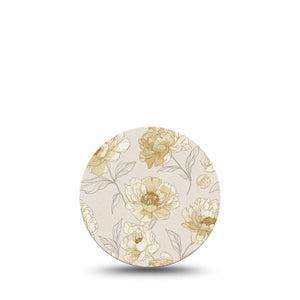 ExpressionMed Sketched Peonies Freestyle Libre 3 and Libre 3 Plus OverPatch, Single Tape Minimal peony illustration Adhesive Tape for CGM