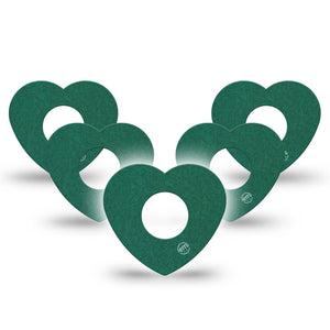 ExpressionMed Forest Green Infusion Set Heart Shape Tape, 10-Pack Tape Nature Green Tone, Adhesive Tape Continuous Glucose Monitor Design