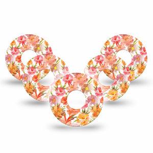 ExpressionMed Peach Dusk Freestyle Libre 3 and Libre 3 Plus Tape, 5-Pack Tape Dreamy Orange Petals, Adhesive Tape Continuous Glucose Monitor Design