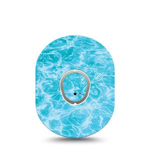 ExpressionMed Sunlit Water Dexcom G7 and Dexcom Stelo Glucose Biosensor System, Single Tape and Single Sticker Sunny pool day Overlay Patch for CGM