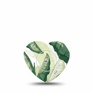 ExpressionMed Palm Leaf Freestyle Libre, Libre 2 Plus, and Abbott Lingo Heart, Single Tape and Single Sticker Layered green foliage Decorative Adhesive Tape for CGM